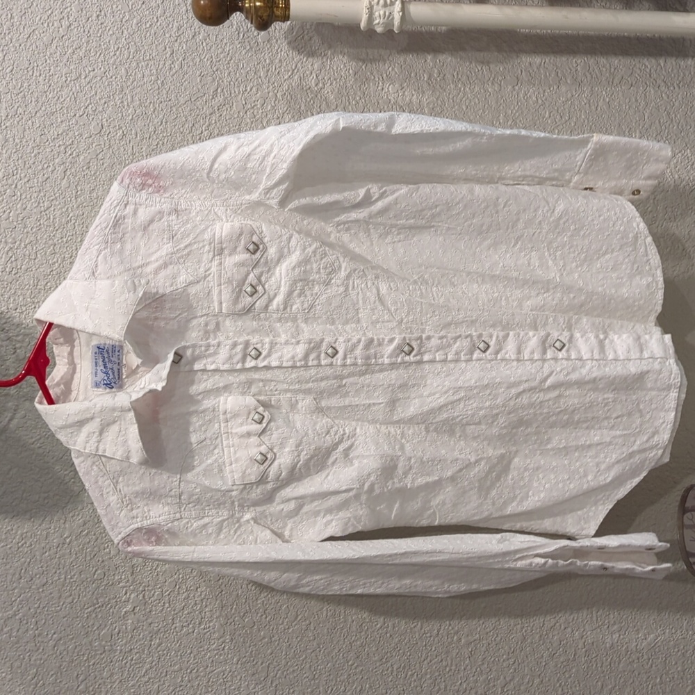 Rockmount Ranch Wear Women's White Eyelet Embroidery Western Shirt